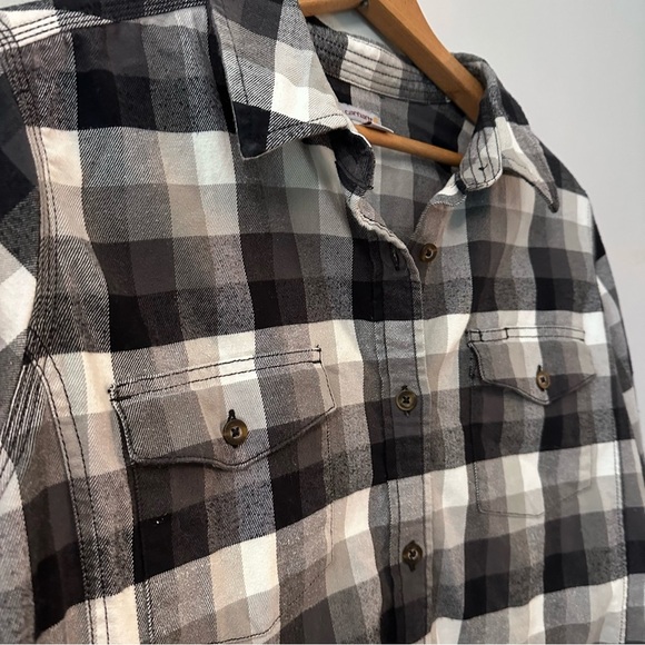 Carhartt Women’s Black Flannel Button Down Cotton Shirt Size XL - Picture 5 of 11